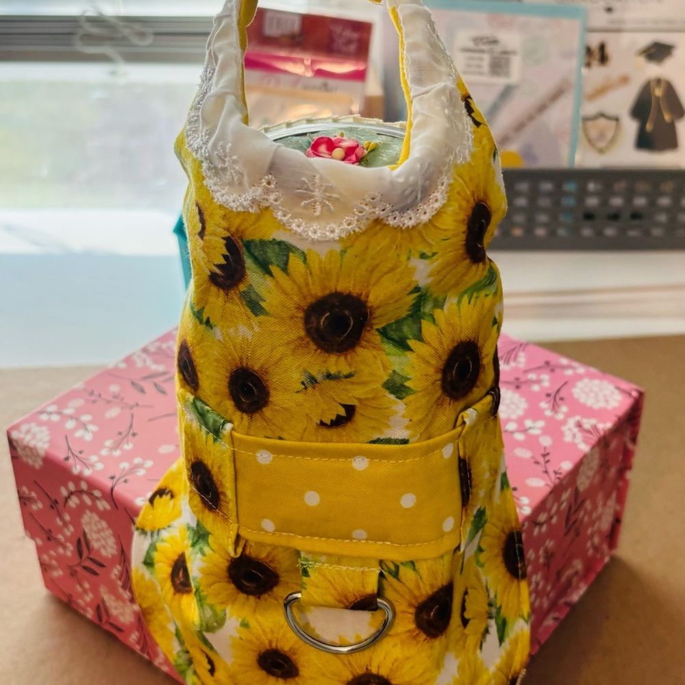 XS sunflower dress for tiny dogs